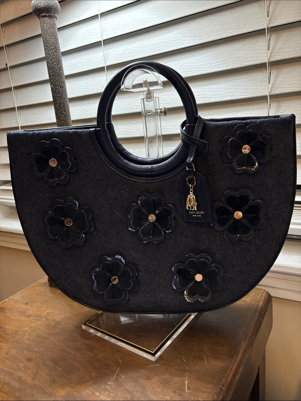 Kate Spade New York "On Purpose" Floral Appliqué Circle Tote Bag